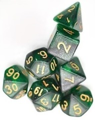 Set de 7 dados Galaxy - Negro y Verde (AGA02)